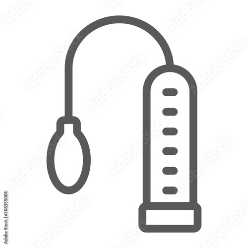 Penis pump line icon, sex toy and adult, sex vacuum sign, vector graphics, a linear pattern on a white background, eps 10.