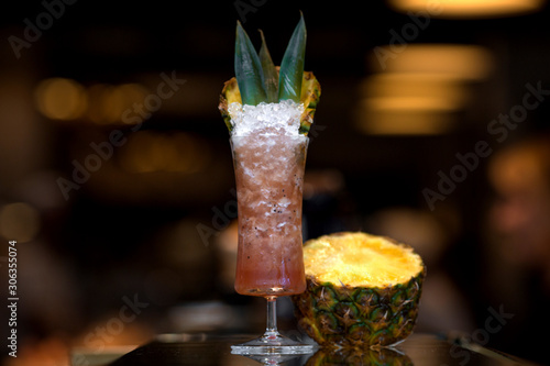 berry ice cocktail with pineapple