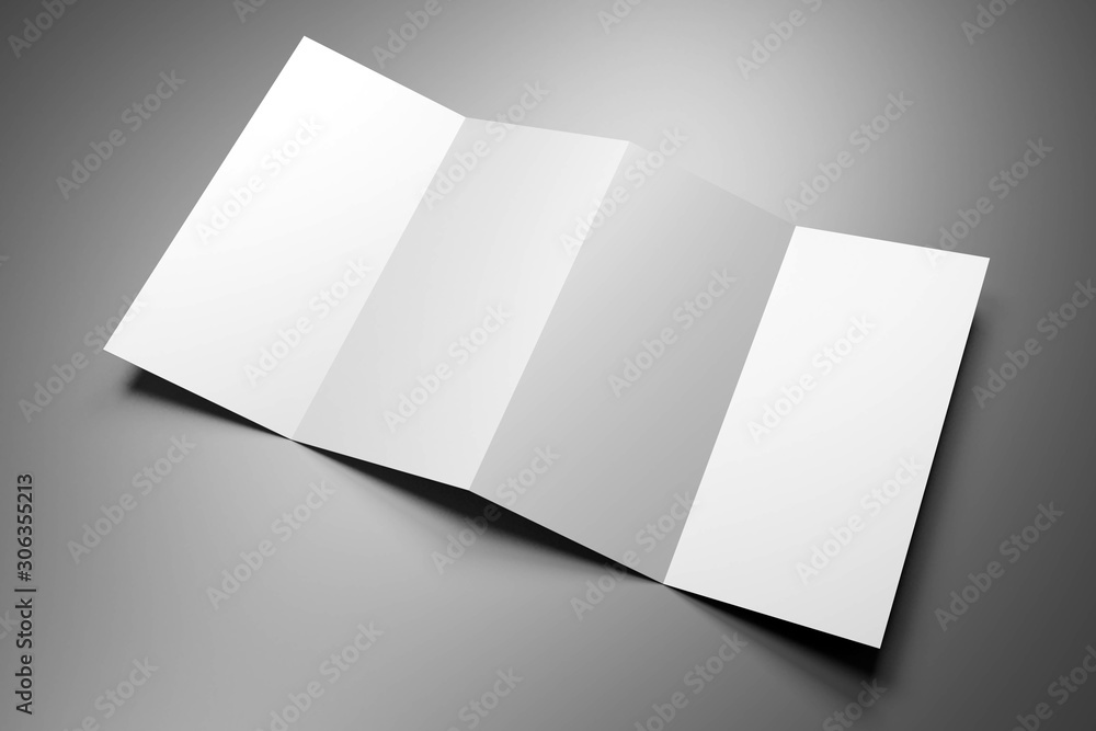 Leaflet/ brochure/ leaflet mockup (4 x DL, 4 x 99x210 mm) - 3D rendering Leaflet/ brochure/ leaflet mockup (4 x DL, 4 x 99x210 mm) - 3D rendering