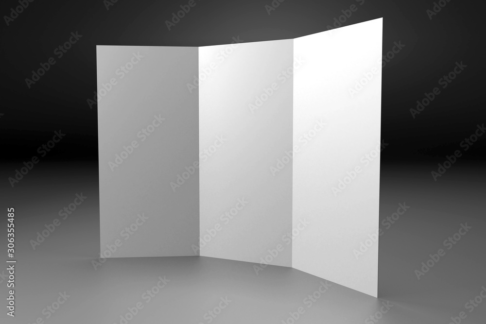 Leaflet/ brochure/ leaflet mockup (3 x DL, 3 x 99x210 mm) - 3D rendering Leaflet/ brochure/ leaflet mockup (3 x DL, 3 x 99x210 mm) - 3D rendering