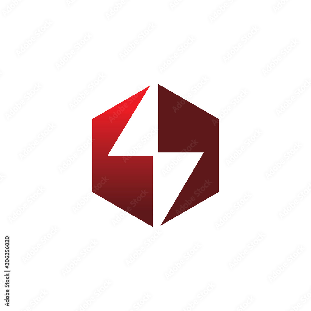 hexagon lightning color logo design hexagon lightning color logo design