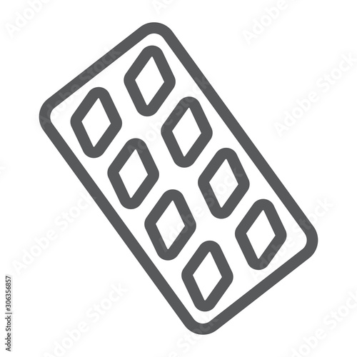 Erection pills line icon, health and pharmacy, drug sign, vector graphics, a linear pattern on a white background, eps 10.