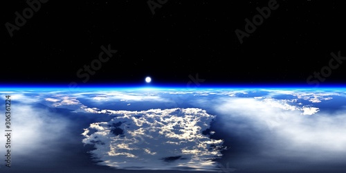 Fototapeta Naklejka Na Ścianę i Meble -  Panorama of clouds, HDRI, environment map , Round panorama, spherical panorama, equidistant projection, panorama 360, flying above the clouds,sky above the clouds, 3D rendering