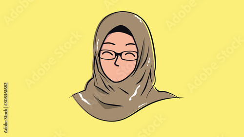 vector face of a beautiful solehah woman wearing a hijab