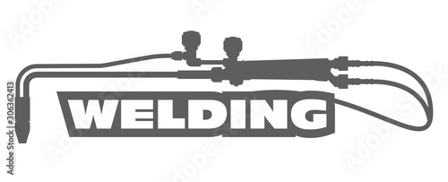 Welding emblem - oxy acetylene cutting torch, weld service logo