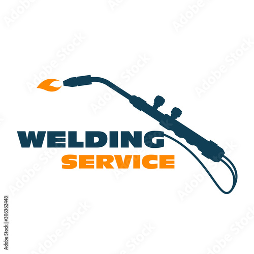 Welding icon - burner cutting torch, weld service simple logo