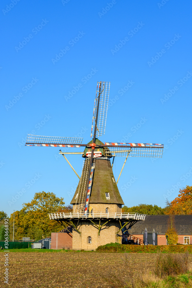 Traditional Dutch wind mill in Oerle, North-Brabant, Netherlands