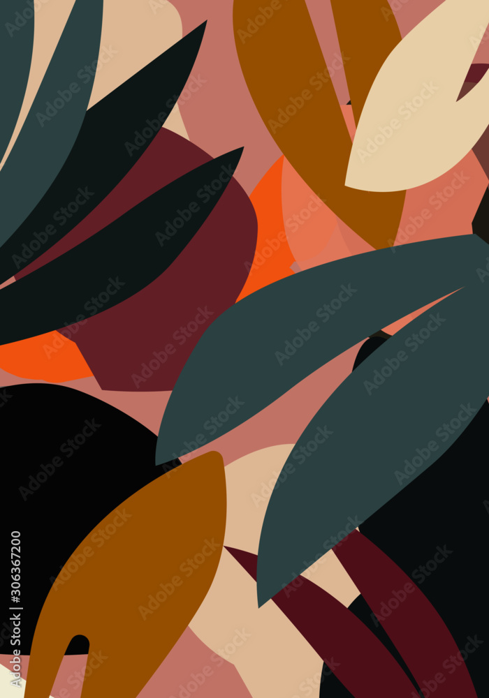 Naklejka premium Abstract design with nature-inspired and abstract shapes. Modern exotic illustration. Creative pattern with hand drawn shapes