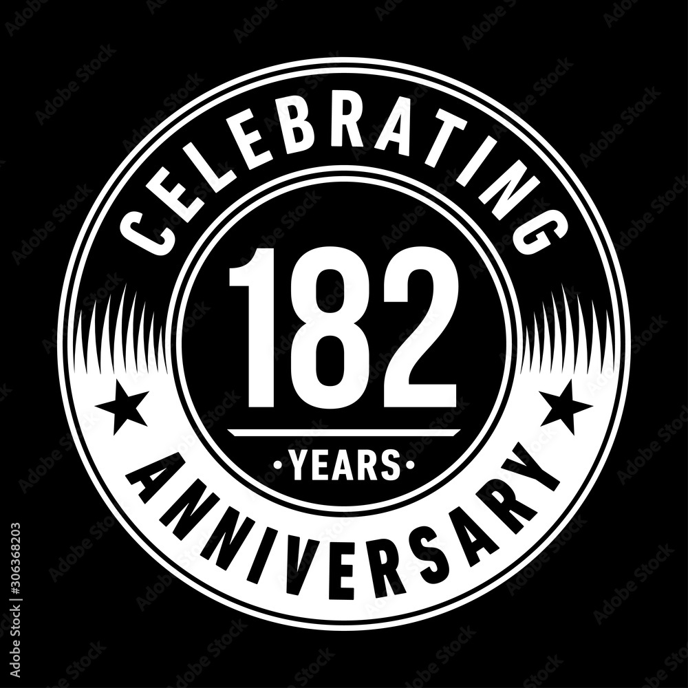 182 years anniversary celebration logo template. One hundred eighty two years vector and illustration.