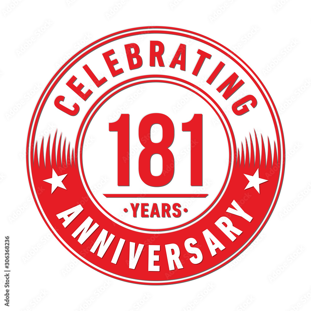 181 years anniversary celebration logo template. One hundred eighty one years vector and illustration.