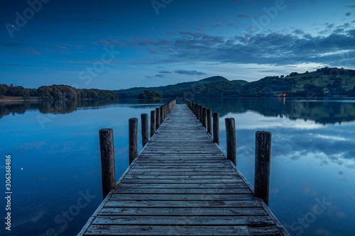 Coniston Water pier at night