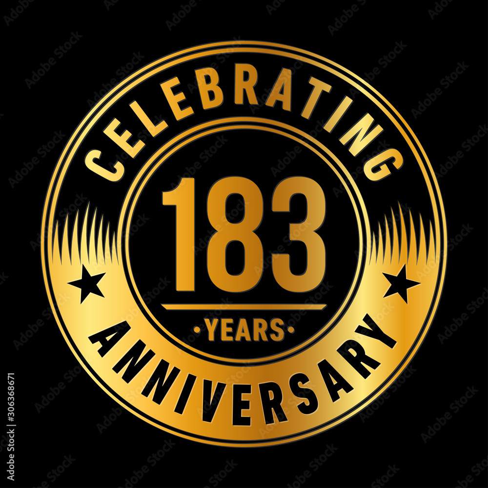 183 years anniversary celebration logo template. One hundred eighty three years vector and illustration.