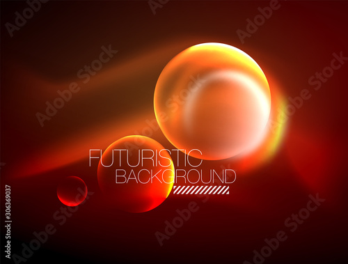 Vector glowing neon circles abstract background