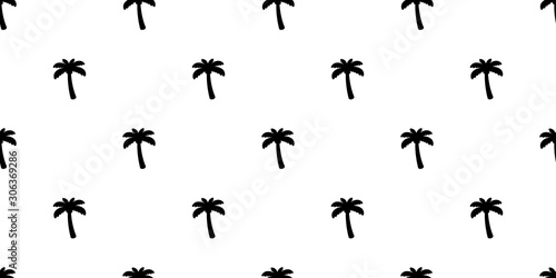 palm tree seamless pattern coconut tree vector island tropical beach ocean summer scarf isolated tile background repeat wallpaper cartoon illustration design © CNuisin