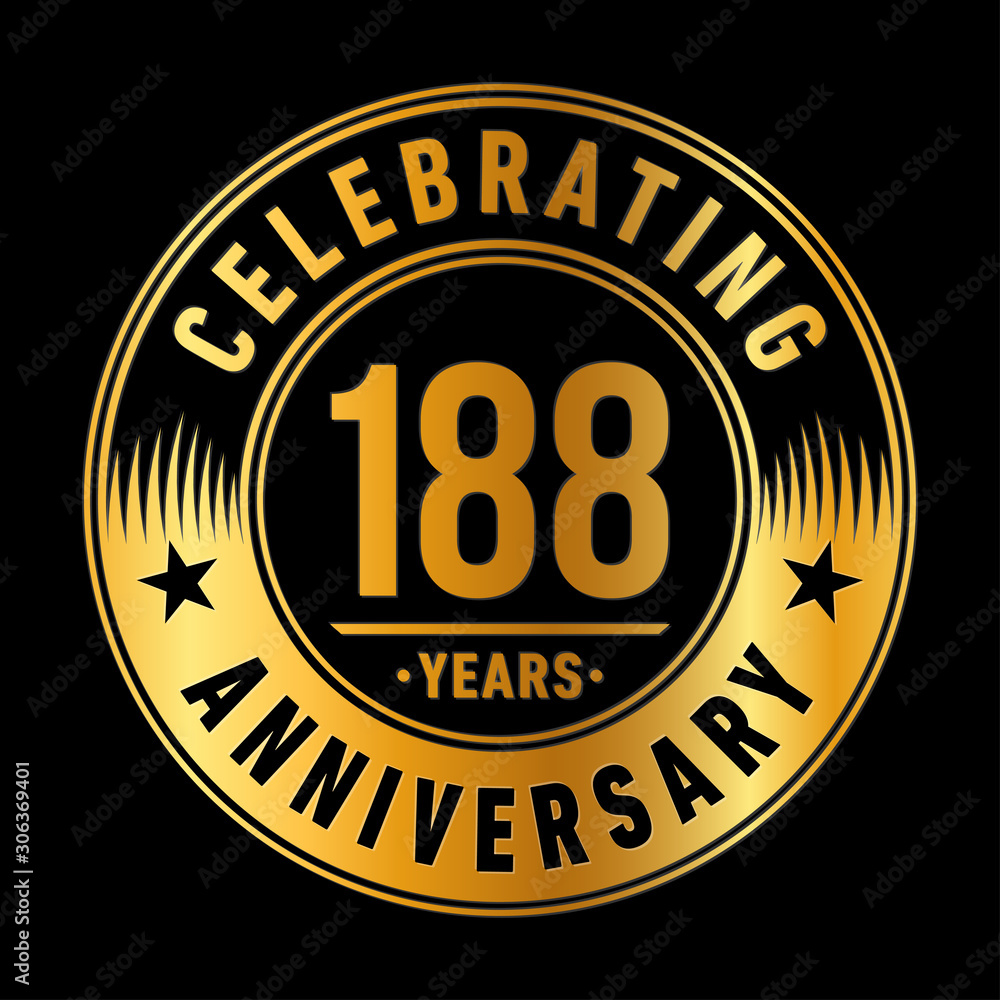 188 years anniversary celebration logo template. One hundred eighty eight years vector and illustration.