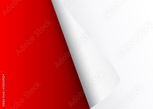 Blank A4 sheet of white paper with curled corner and shadow, template for your design. Set. Vector illustration