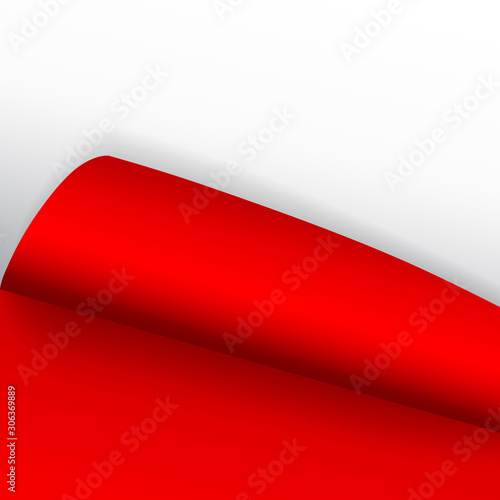 Paper page with curled corner and shadow. Template for your design. Set. Vector illustration