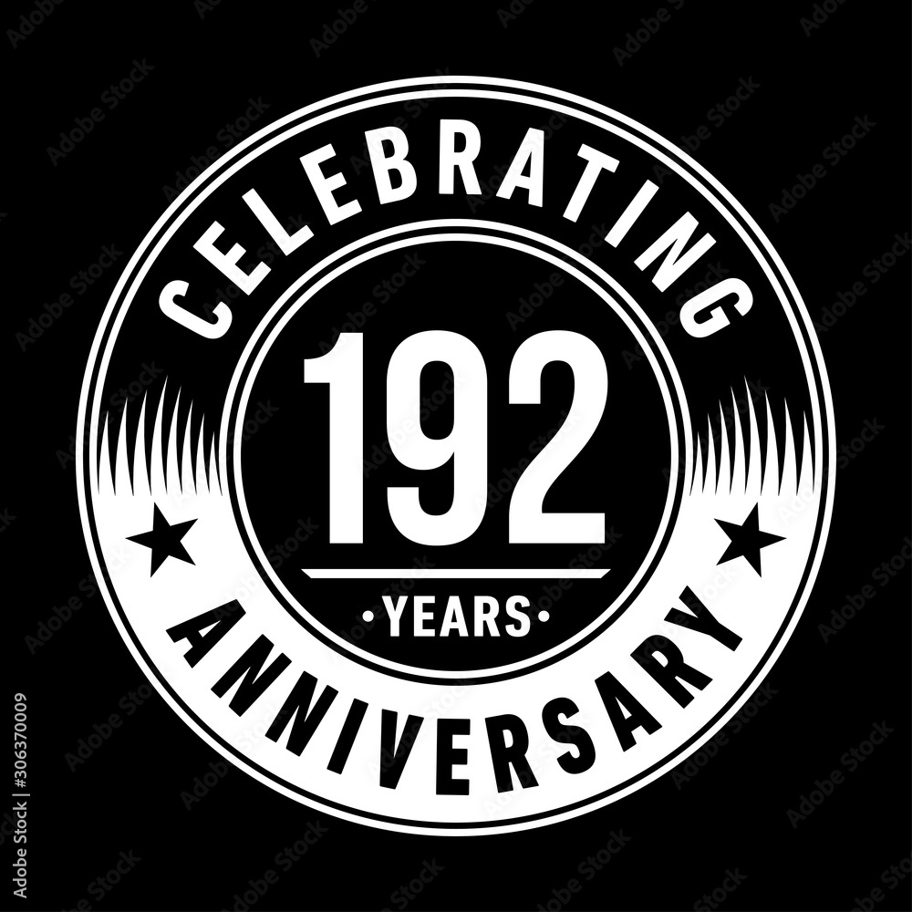 192 years anniversary celebration logo template. One hundred ninety two years vector and illustration.