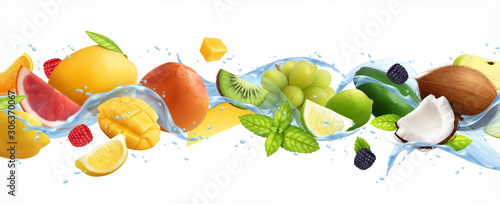 Fruits Water Splashes Composition