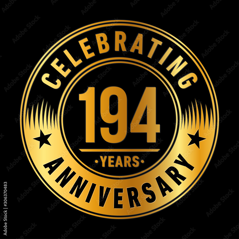 194 years anniversary celebration logo template. One hundred ninety four years vector and illustration.