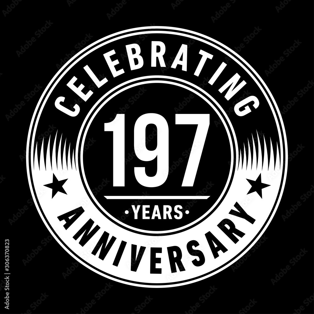 197 years anniversary celebration logo template. One hundred ninety seven years vector and illustration.