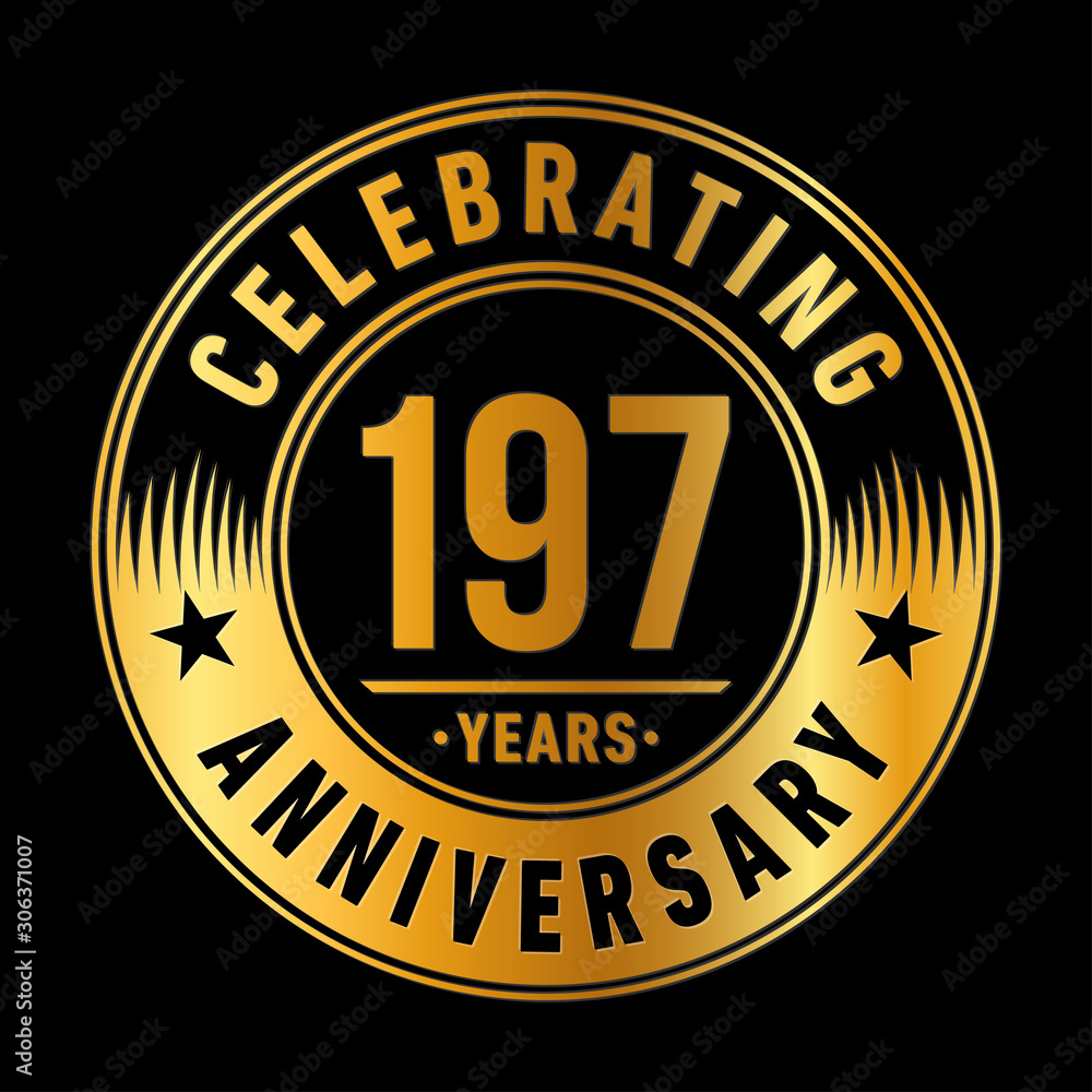 197 years anniversary celebration logo template. One hundred ninety seven years vector and illustration.