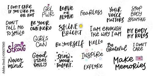 Girl power body shaming enough quote lettering