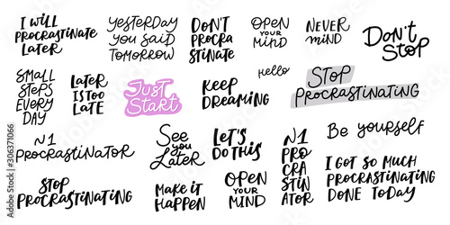 Procrastination job calligraphy quote lettering