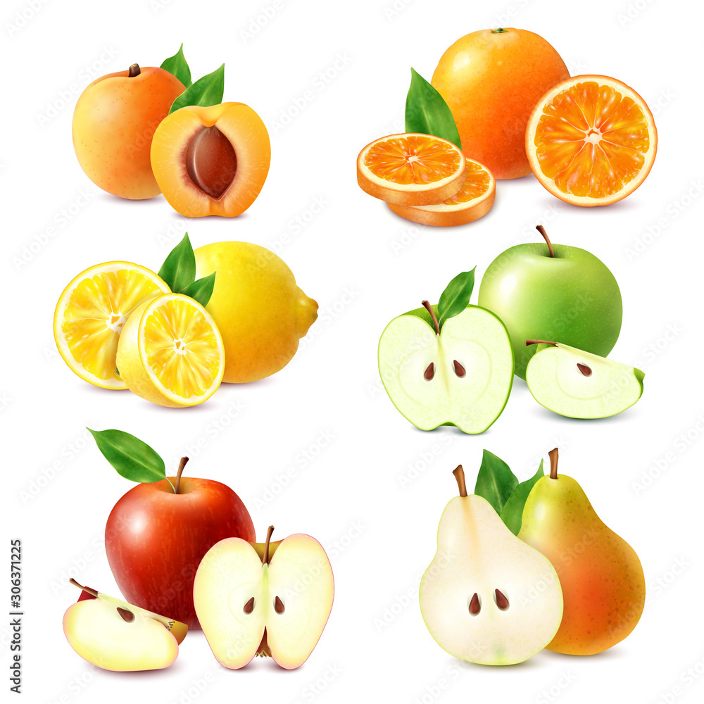 Fruits Realistic Set Fruits Realistic Set