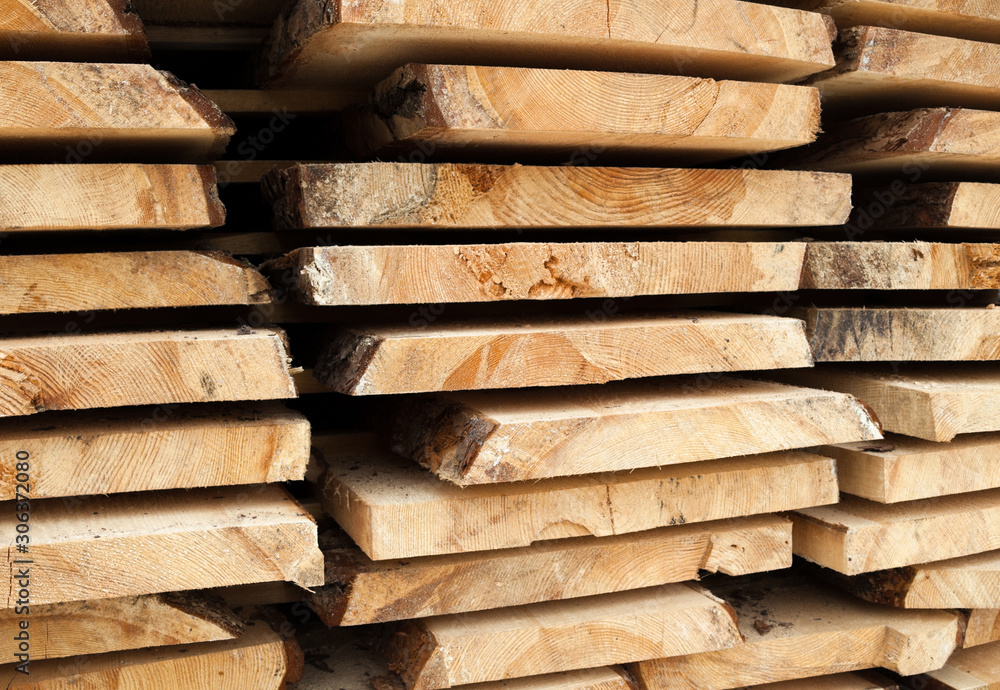 Wooden planks. Air-drying timber stack. Wooden planks. Air-drying timber stack.