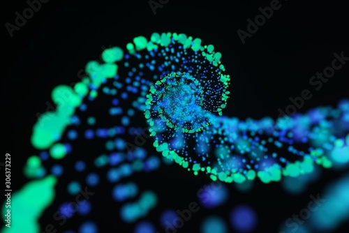 DNA helix spheres on dark background. 3d illustration. photo