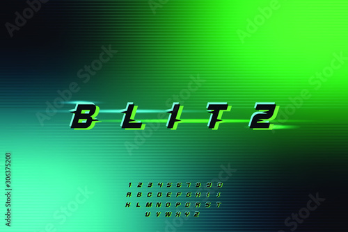 blitz. Abstract technology futuristic alphabet font, modern digital space typography  photo