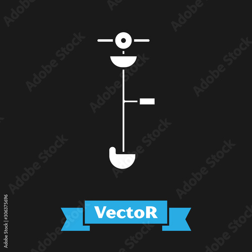 White Grass and weed electric string trimmer icon isolated on black background. Grass clipper, lawn mower isolated on white background. Vector Illustration