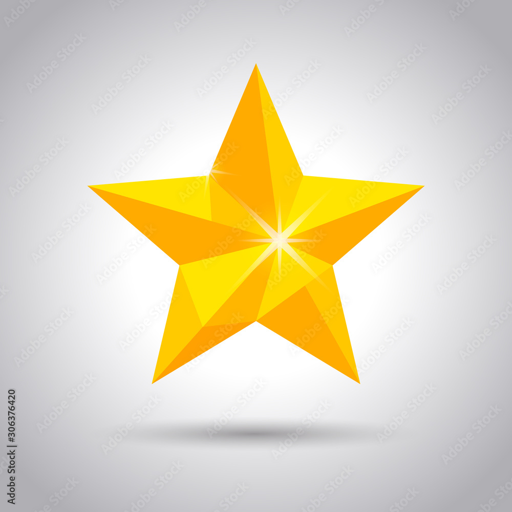 Shiny yellow star icon. Golden vector symbol on white background Shiny yellow star icon. Golden vector symbol on white background