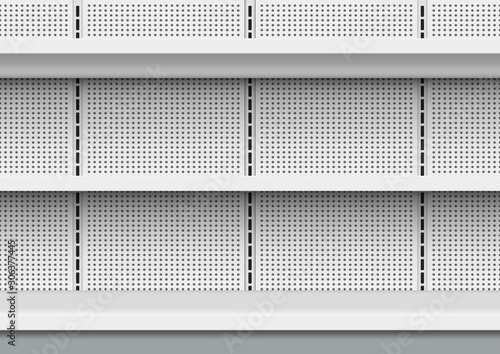 Seamless Pattern Of Empty Store Shelves In Market