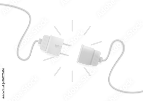 3D Electric Plug Socket Disconnect Error Concept