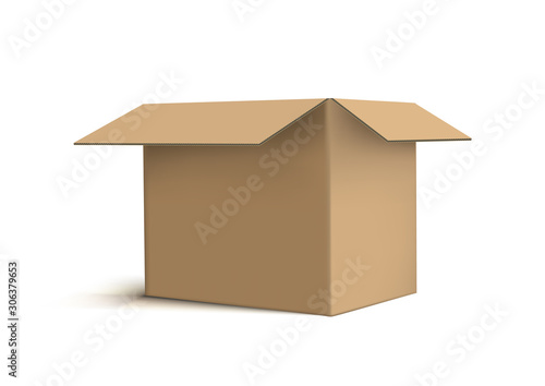 3D Realistic Cardboard Box On White Back