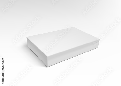 White Slim Pasteboard Box Isolated On White