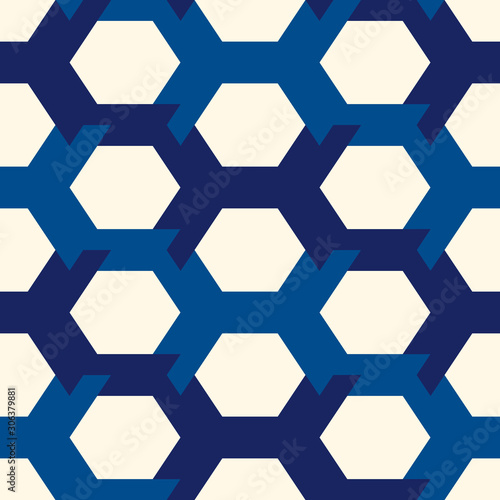 Contemporary honeycomb geometric pattern. Repeated hexagon ornament. Modern mosaic tiles. Seamless surface print