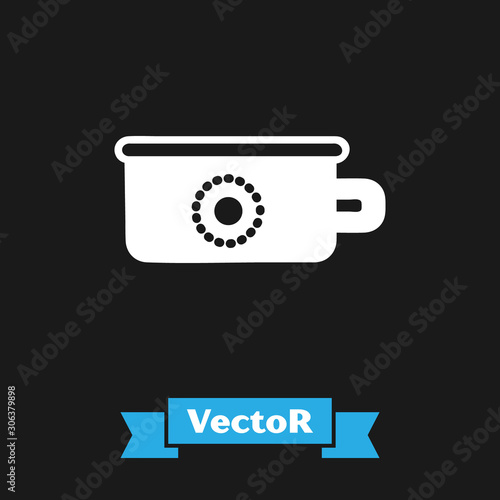 White Baby potty icon isolated on black background. Chamber pot. Vector Illustration