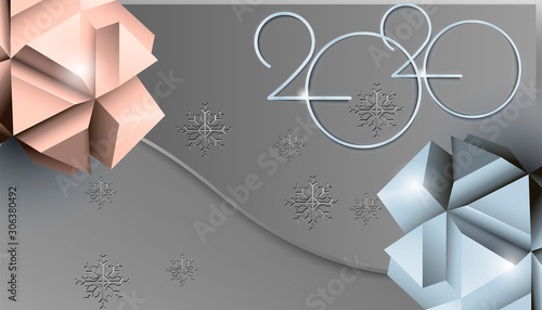 Luxury holiday background with voluminous abstractions by 2020. Vector illustration for your design