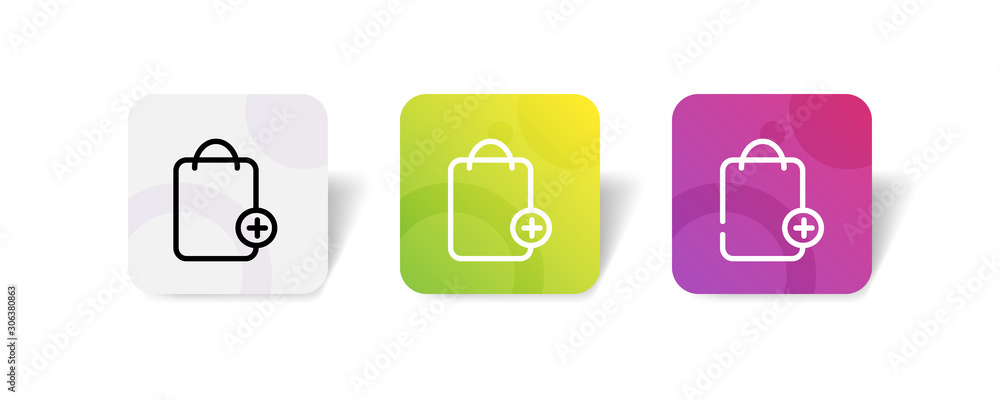 basket with add mark line / outline icon style basket with add mark line / outline icon style