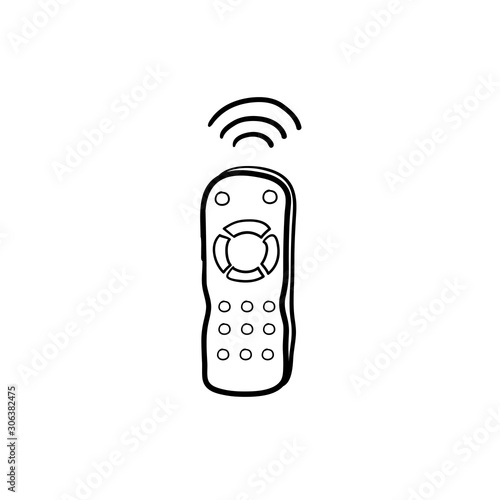 remote control icon vector illustration with hand drawn doodle style isolated on white background