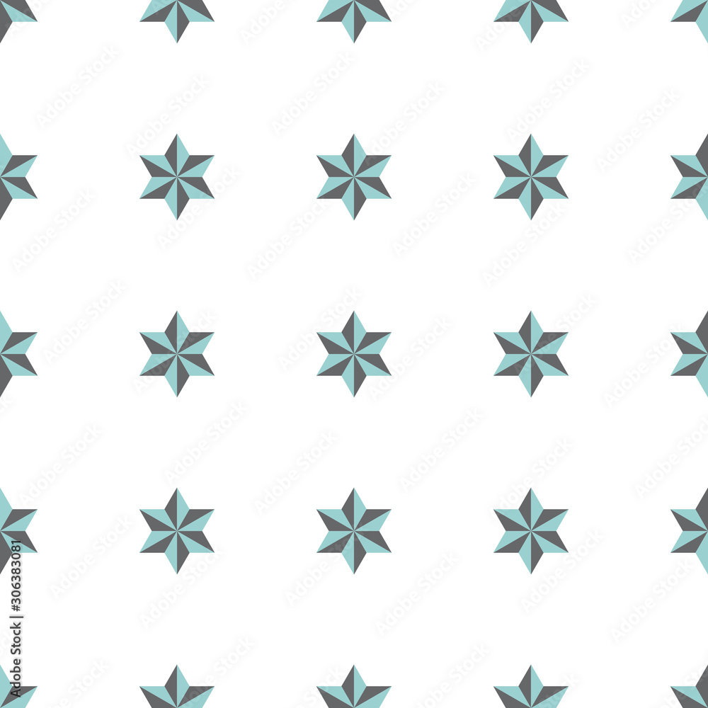 Fototapeta premium Abstract stars geometric seamless pattern. Ornamental geometrical background. Mosaic, tail. Wrapping paper. Vector illustration. 
