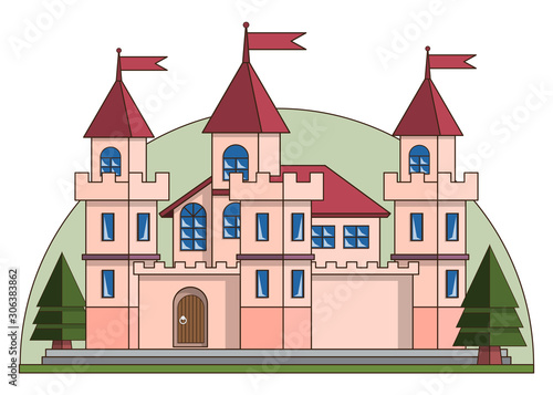 Castle. Isolated on white background. Vector illustration.