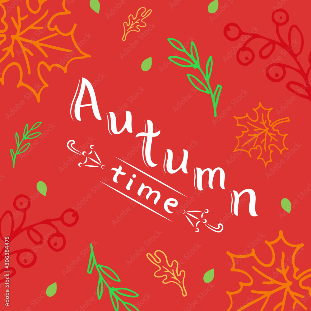 Naklejka premium Vector pink drawing in doodle style with lettering composition 