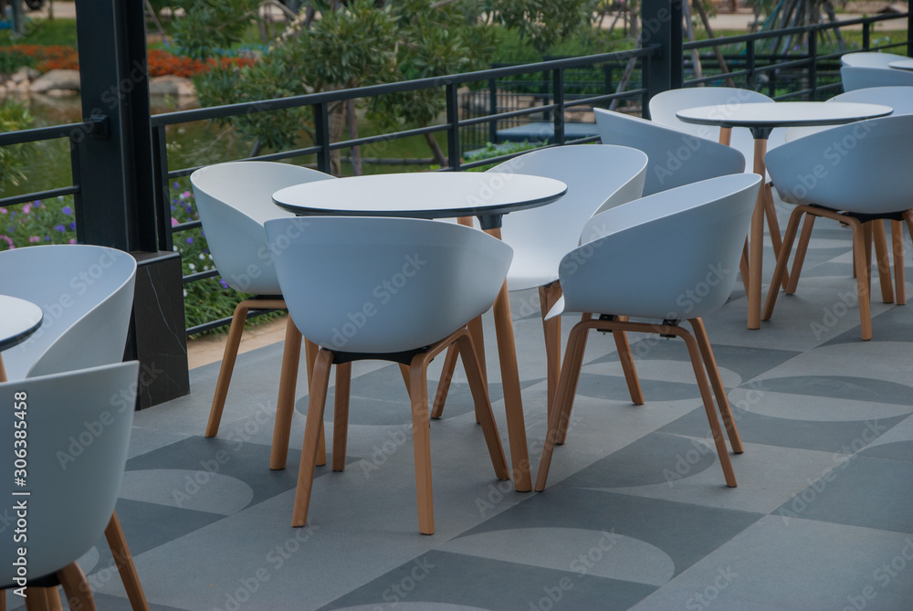 Obraz premium table restaurant, Black and white table table restaurant Thailand country