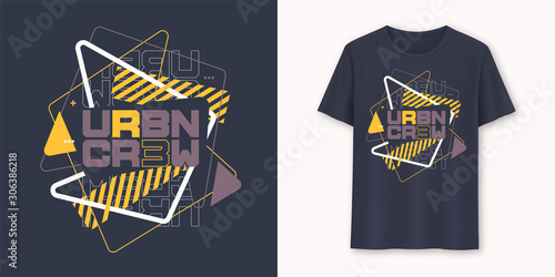 Urban crew abstract geometric graphic t-shirt vector design, typography
