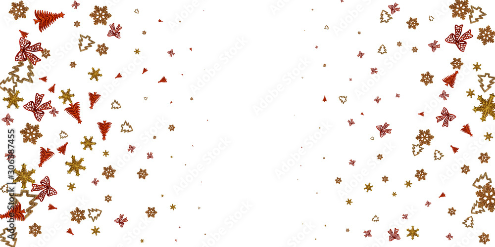 New years eve. 2020 Christmas decoration isolated on white background. Xmas celebration pattern. Flat lay design. Copy Space.