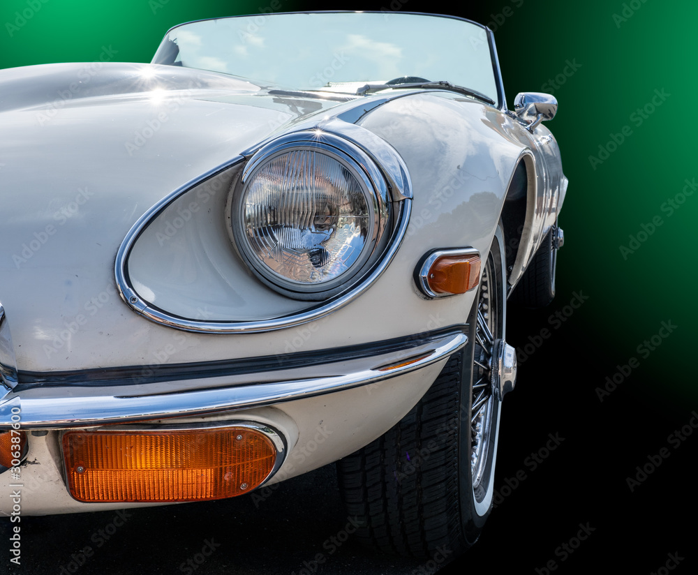 Low angle view of a beautiful european covertible. Low angle view of a beautiful european covertible.